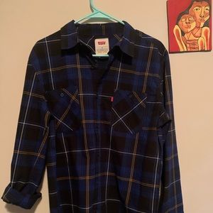 Levi Blue, Black, and Gold flannel shirt